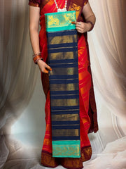 Madurai Sungudi Cotton Saree - Tissue Velthari Design Medium Silver Zari Border Contrast Color With Running Blouse