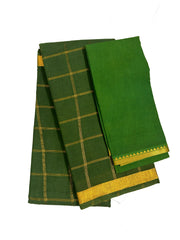 Vanaja Bengal Checked Small Zari Border Self Color with Blouse