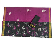 Madurai Sungudi Cotton Traditional Hand Art Wax Print Saree With Blouse & DS Zari Border