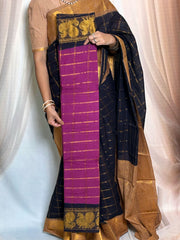 Madurai Sungudi Cotton Saree featuring a body Vanaja Kattam, complemented by a matching Constrast-colored Seperate  blouse and a Constrast zari border