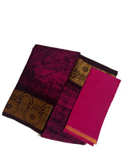 Madurai Sungudi Cotton Poonam with Wax (Batik) Print with  Zari Border & Blouse