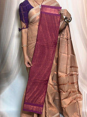 Madurai Sungudi Cotton Saree featuring a body tissue design, complemented by a matching self-colored running blouse and a traditional zari border.