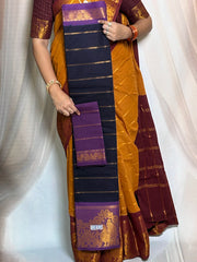 Madurai Sungudi Cotton Saree - Velthari Design Big Zari Border Contrast Color With Blouse