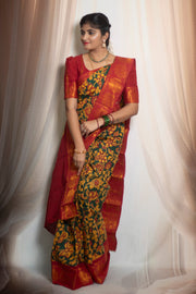 Kalamkari Sungudi Saree - Medium Zari Border with Blouse