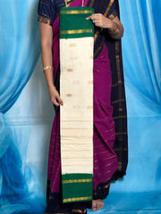 Madurai Sungudi Cotton Zari Putta and Velthari Ruthratcham Contrast Color with Zari Border (Half & Half) with Blouse