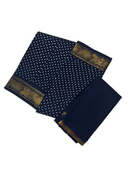 Traditional Dot design Wax Print Saree With Blouse & Zari Border