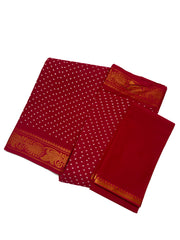 Traditional Dot design Wax Print Saree With Blouse & Zari Border