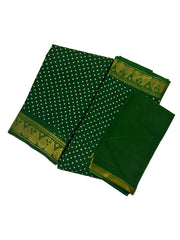 Traditional Dot design Wax Print Saree With Blouse & Zari Border