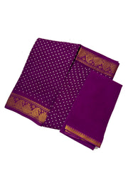 Traditional Dot design Wax Print Saree With Blouse & Zari Border