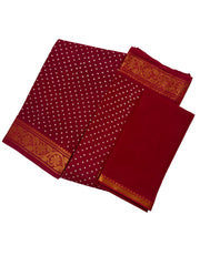 Traditional Dot design Wax Print Saree With Blouse & Zari Border