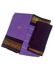 Madurai Sungudi Cotton Zari Putta and Velthari DS Contrast Color with Zari Border (Half & Half) with Blouse