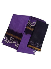 Madurai Sungudi Cotton Traditional Ppper Pet Design Wax Print Saree  With Blouse & Zari Border Contrast Border Color