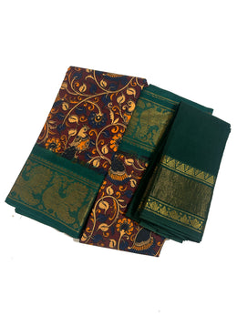 Kalamkari Sungudi Saree - Medium Zari Border with Blouse