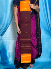 Madurai Sungudi Cotton Zari Putta and Velthari Ruthratcham Contrast Color with Zari Border (Half & Half) with Blouse