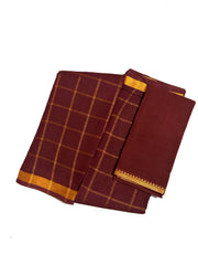 Vanaja Bengal Checked Small Zari Border Self Color with Blouse