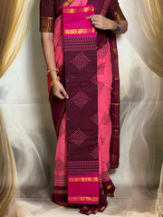 Madurai Sungudi Cotton Kolam Design Saree for Women | Adyar Plain Body | Rudraksham / Peacock Zari Border | Soft Traditional Saree with Blouse