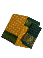 Madurai Sungudi Cotton Saree-Wax (Batik) Print With Traditional  Sungudi Dot Design with Blouse