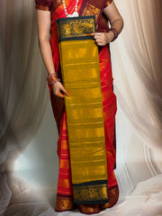 Madurai Sungudi Cotton Saree - Tissue Velthari Design Medium Silver Zari Border Contrast Color With Running Blouse