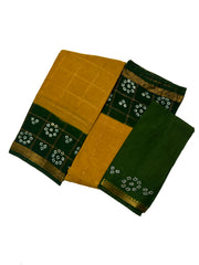 Vanaja Check Medium Zari Border Contrast Color with Wax Print & Blouse