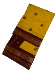 Madurai Sungudi Cotton 9 Yards Madisar Saree with Medium Zari Border Contrast Color