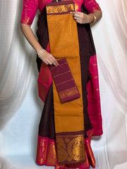 Madurai Sungudi Cotton Saree - Mayuri Design Big Zari Border Contrast Color With Blouse