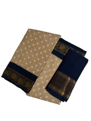 Madurai Sungudi Cotton Traditional Three Dot design Wax Print Saree With Blouse & Zari Border Contrast Border Color