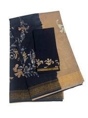 Madurai Sungudi Cotton Traditional Hand Art Wax Print Saree With Blouse & DS Zari Border