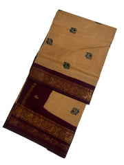 Madurai Sungudi Cotton 9 Yards Madisar Saree with Medium Zari Border Contrast Color