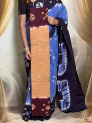 Madurai Sungudi Cotton Saree for Women | Borderless Traditional Saree with Bandhani Design | Contrast Color | Soft Cotton Saree with Running Blouse