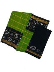 Vanaja Check Medium Zari Border Contrast Color with Wax Print & Blouse