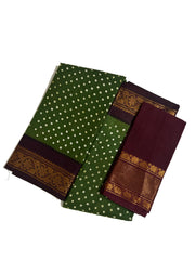 Madurai Sungudi Cotton Saree-Wax (Batik) Print With Traditional  Sungudi Dot Design with Blouse