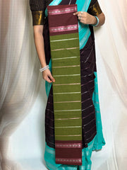 Madurai Sungudi Cotton Saree - Kammal Velthari Design Medium Silver Zari Border Contrast Color Without Blouse