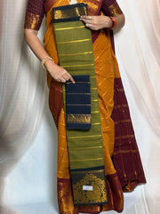 Madurai Sungudi Cotton Saree - Velthari Design Big Zari Border Contrast Color With Blouse