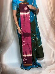 Madurai Sungudi Cotton Saree - Vesti  Border Traditional with Bhandhini Design Without Blouse