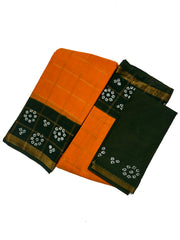 Vanaja Check Medium Zari Border Contrast Color with Wax Print & Blouse