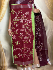 Madurai Sungudi Cotton Traditional Hand Art Wax Print Saree With Running Blouse & Tissue Zari Border