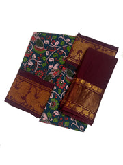 Kalamkari Sungudi Saree - Medium Zari Border with Blouse