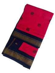 Madurai Sungudi Cotton 9 Yards Madisar Saree with Medium Zari Border Contrast Color
