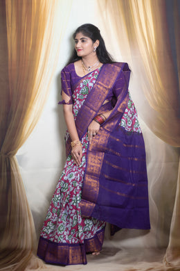 Kalamkari Sungudi Saree - Medium Zari Border with Blouse