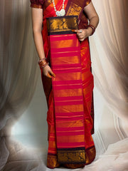 Madurai Sungudi Cotton Saree - Tissue Velthari Design Medium Silver Zari Border Contrast Color With Running Blouse