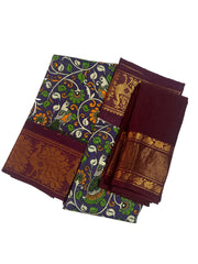 Kalamkari Sungudi Saree - Medium Zari Border with Blouse