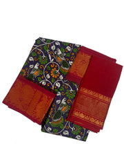 Kalamkari Sungudi Saree - Medium Zari Border with Blouse