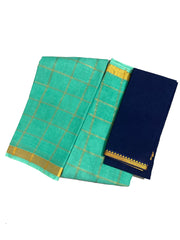 Vanaja Bengal Checked Small Zari Border Self Color with Blouse