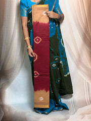 Madurai Sungudi Cotton Saree - Vesti  Border Traditional with Bhandhini Design Without Blouse