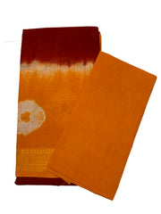 Madurai Sungudi Cotton Saree - Amala Gold Zari Border Bandhini(Tie & Dye) With Blouse