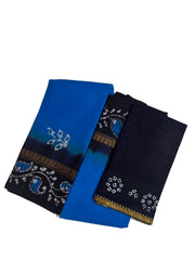 Madurai Sungudi Cotton Traditional Ppper Pet Design Wax Print Saree  With Blouse & Zari Border Contrast Border Color