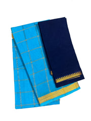 Vanaja Bengal Checked Small Zari Border Self Color with Blouse