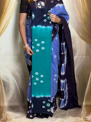 Madurai Sungudi Cotton Saree for Women | Borderless Traditional Saree with Bandhani Design | Contrast Color | Soft Cotton Saree with Running Blouse