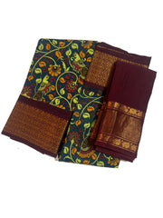 Kalamkari Sungudi Saree - Medium Zari Border with Blouse