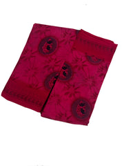 Madurai Sungudi Cotton Saree Samll Double Side Fancy Thread Border & Body Printed without Blouse